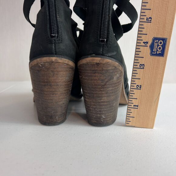 Free People Women's Hybrid Black Leather Strappy Heeled Bootie Size 9 (EU 39) - Picture 5 of 10